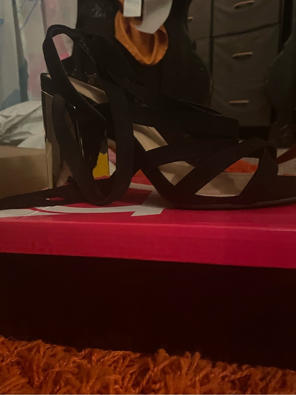 Ashley Stewart Black Strappy Platform Heels